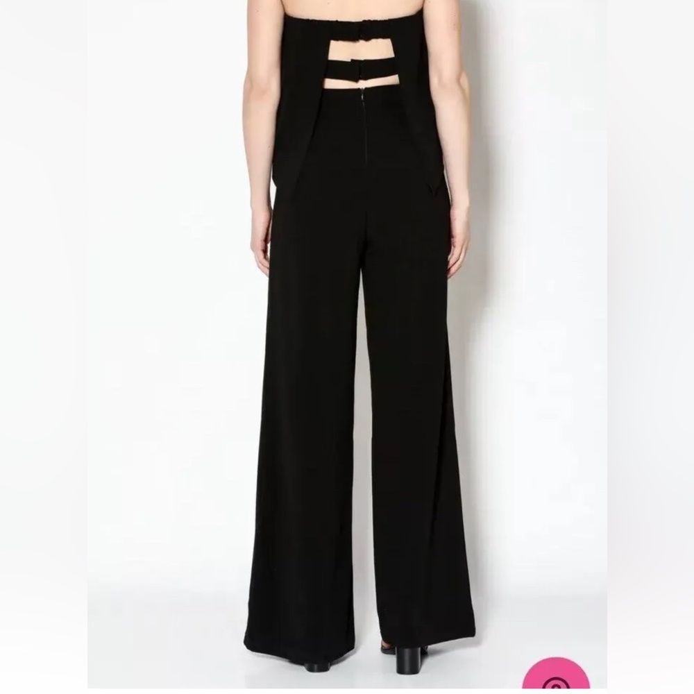 NWT DO + BE Womens Small Black Strapless Overlay Front Jumpsuit Wide Leg - Picture 5 of 6